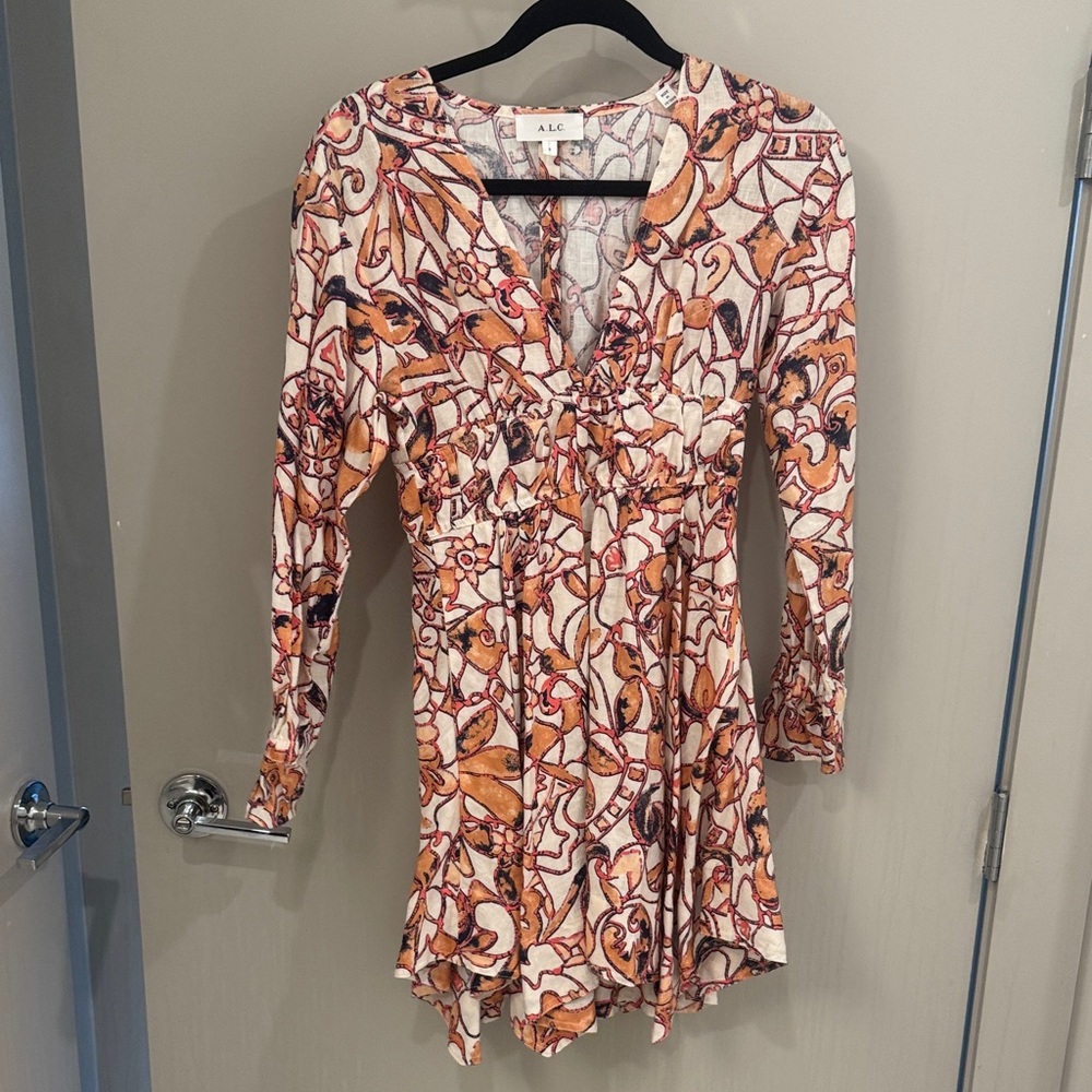 A.L.C. Multicolor Abstract Long Sleeve Dress